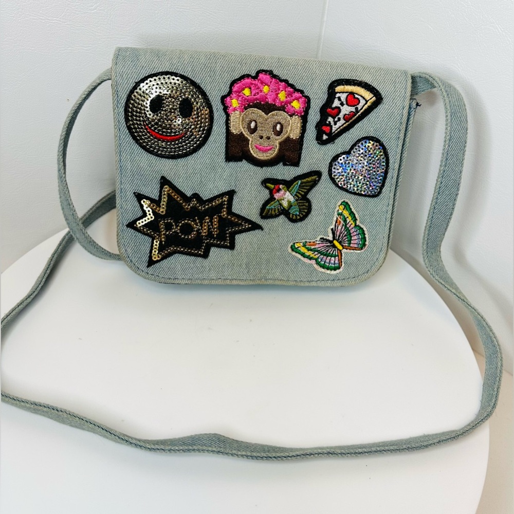 Women's Boho Hippie Colorful Denim Crossbody Shoulder Bag Patched Purse